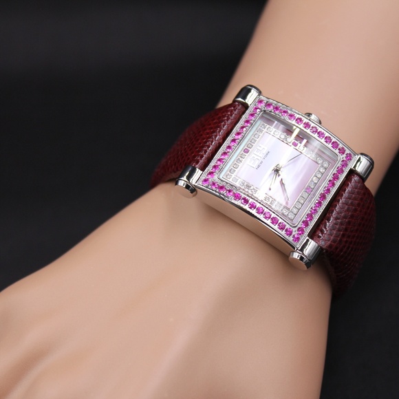 Pink Sapphire Diamond 1.73 Tcw Unisex Luxury Watch main image 7